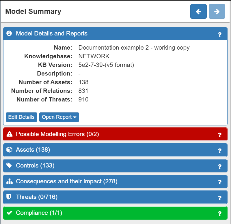 Model Summary Panel after validation Complete